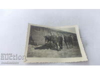 Снимка Сержанти с два коня в казармата