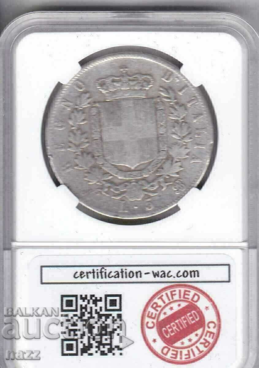 Italy 5 Lira 1865 N Silver RR with price 180.00 BGN | € 92.03 Italy 5 Lira 1865 N Silver RR with price 180.00 BGN | € 92.03