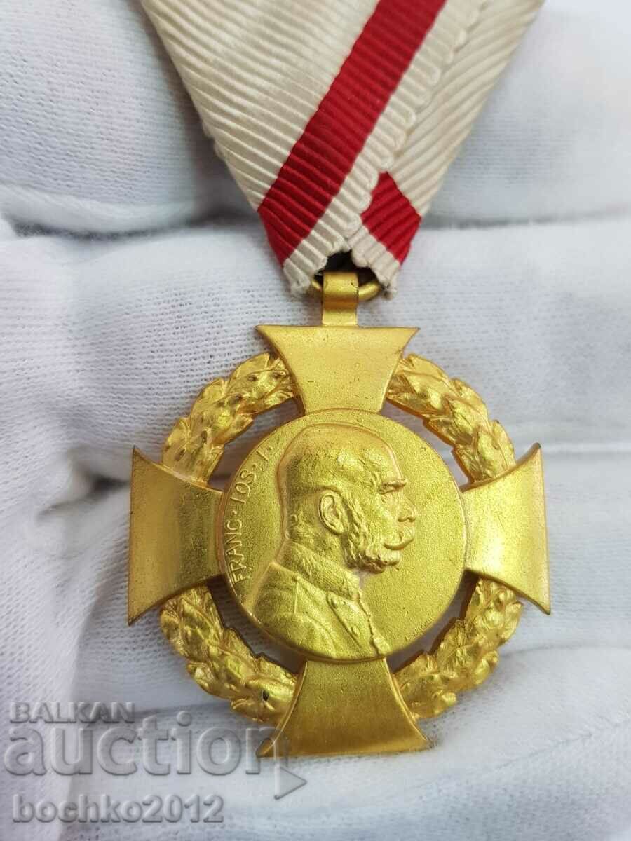 Rară medalie cu cruce militară jubileară austriacă 1848-1908