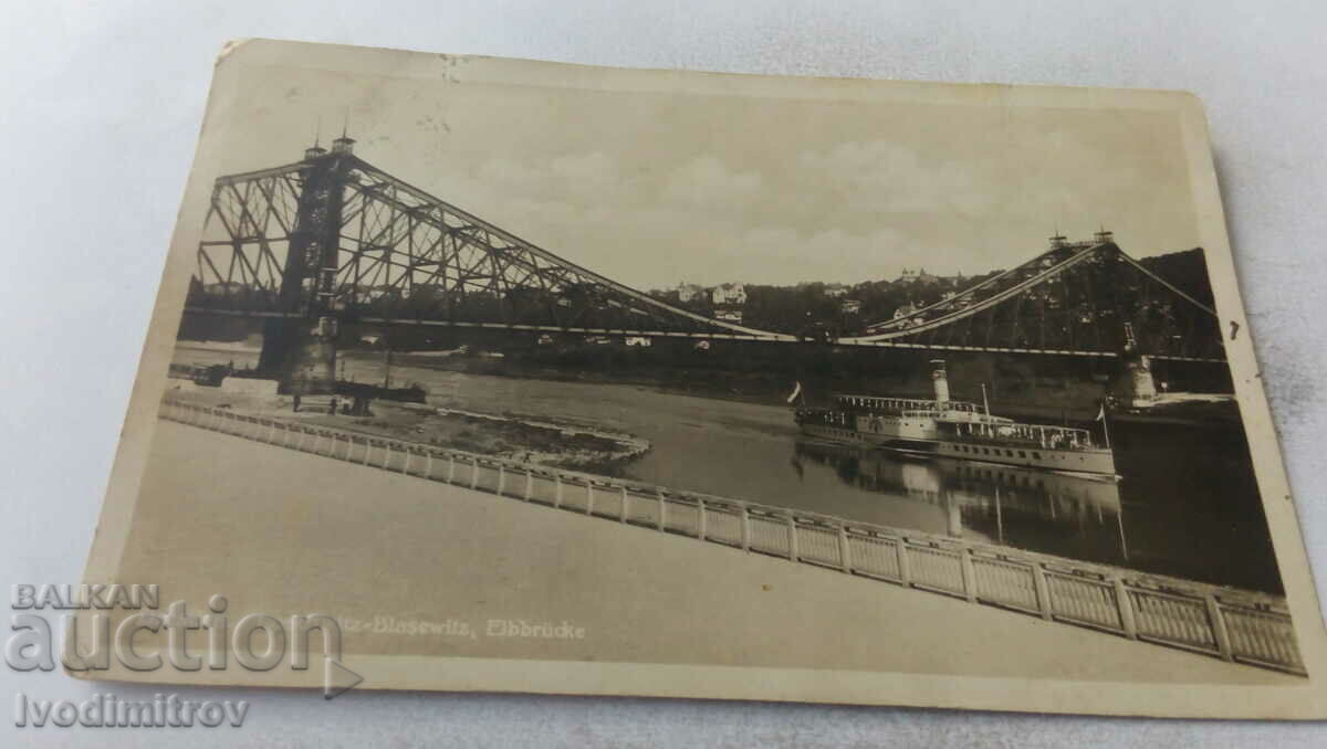 Carte poștală Dresda Loschwitz-Blasewitz Elbbrucke 1929
