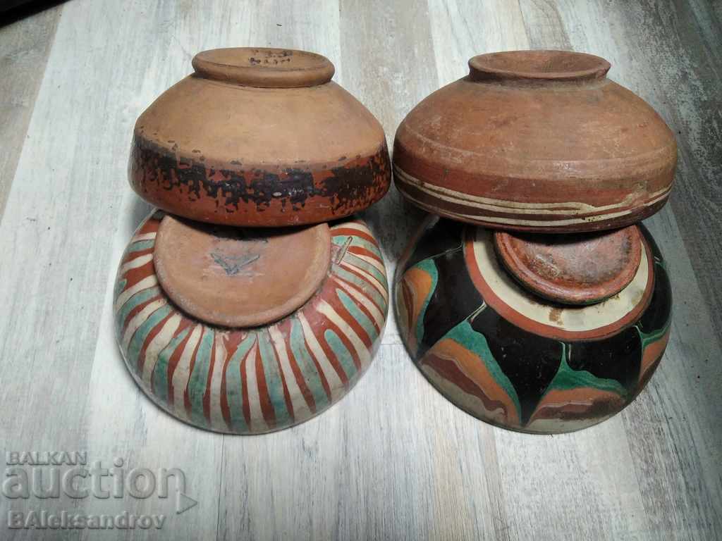 Lot of old glazed pottery