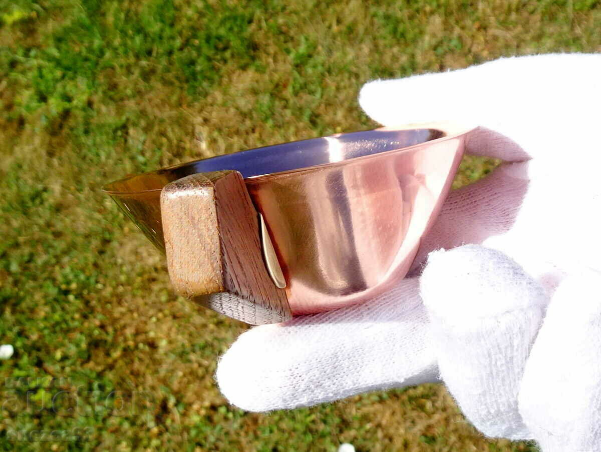 Copper cup, pure red copper, natural wood with price 10.00 BGN | € 5.11
