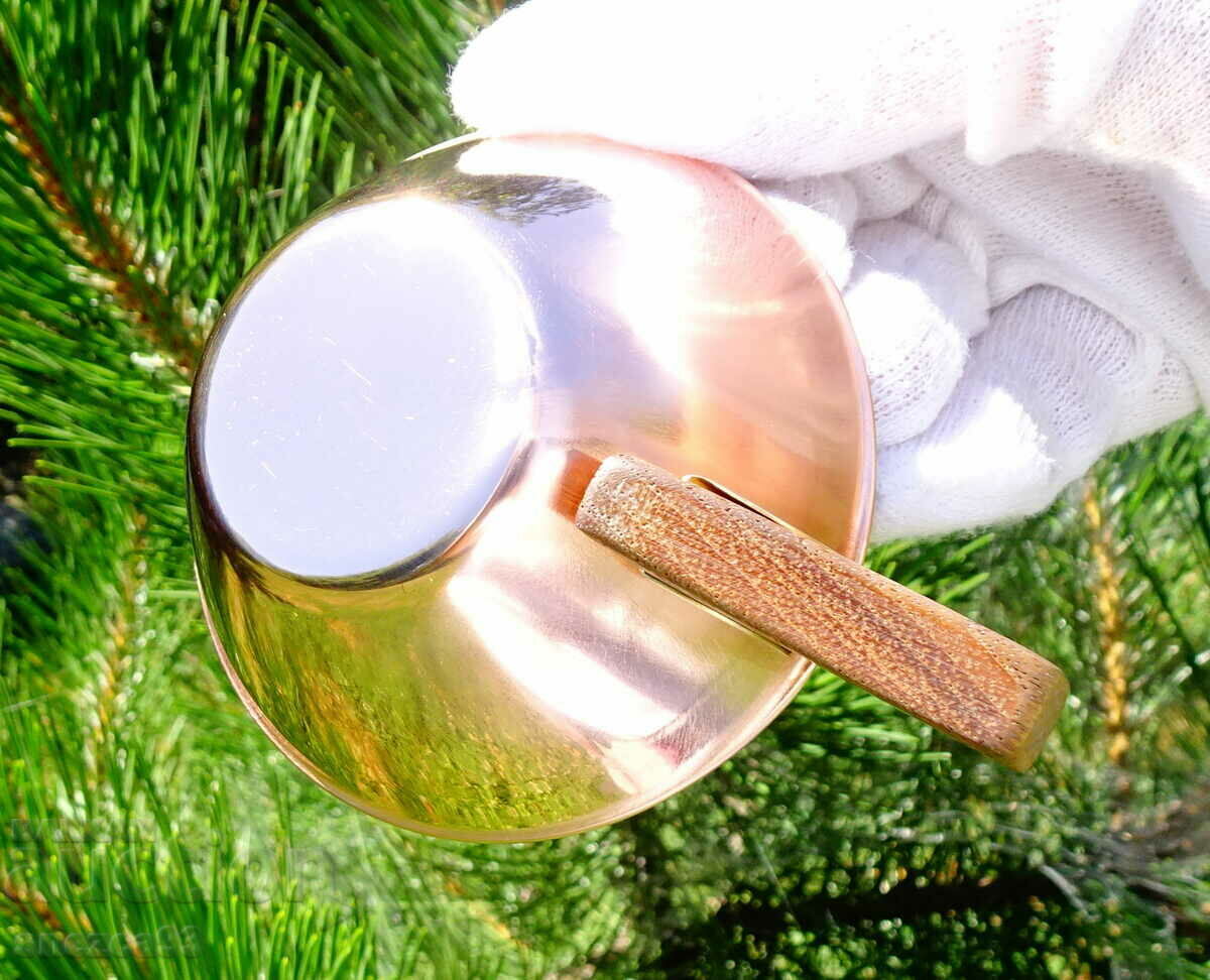 Copper cup, pure red copper, natural wood - 5