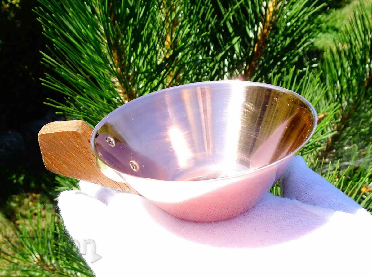 Copper cup, pure red copper, natural wood