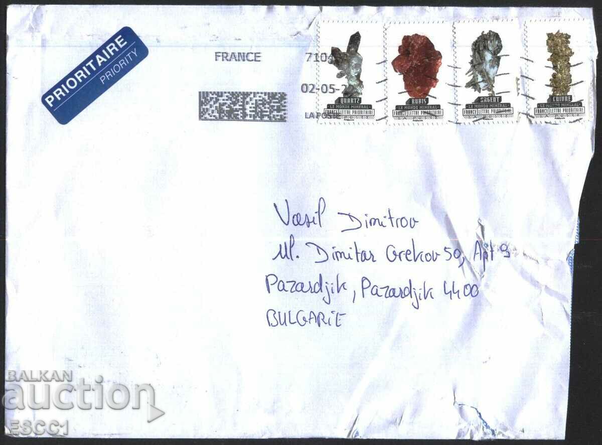 Traveled envelope with stamps Minerals 2016 from France