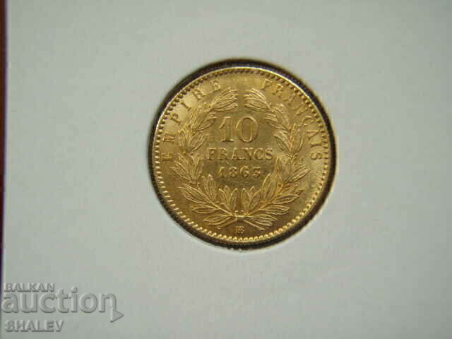 Аукцион 10 Francs 1863 BB France (10 франка Франция) - AU (злато)