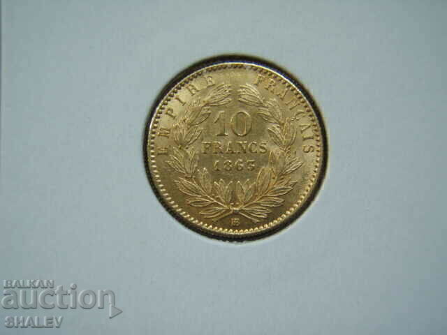 Delivery of 10 Francs 1863 BB France - AU (gold) Delivery of 10 Francs 1863 BB France - AU (gold)