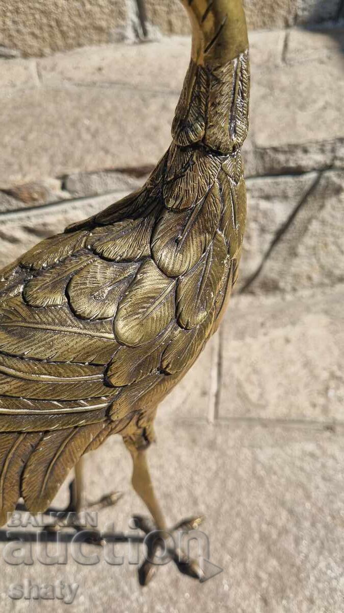 Auction  Old bronze sculpture. Bronze heron figure