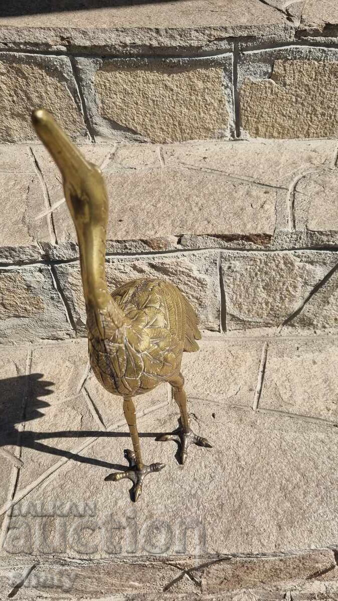 Old bronze sculpture. Bronze heron figure - 5