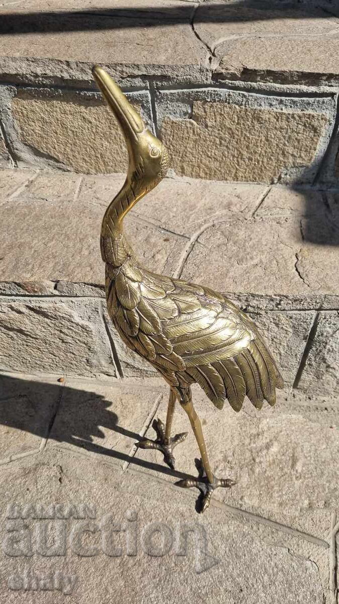 Old bronze sculpture. Bronze heron figure - 6