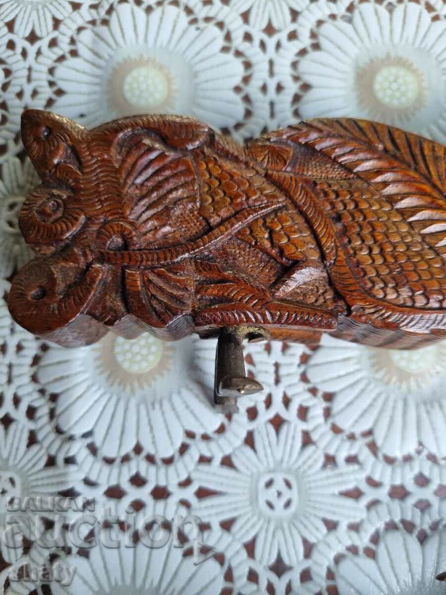 Auction Old Indian knife and fork. Wood carving Auction Old Indian knife and fork. Wood carving