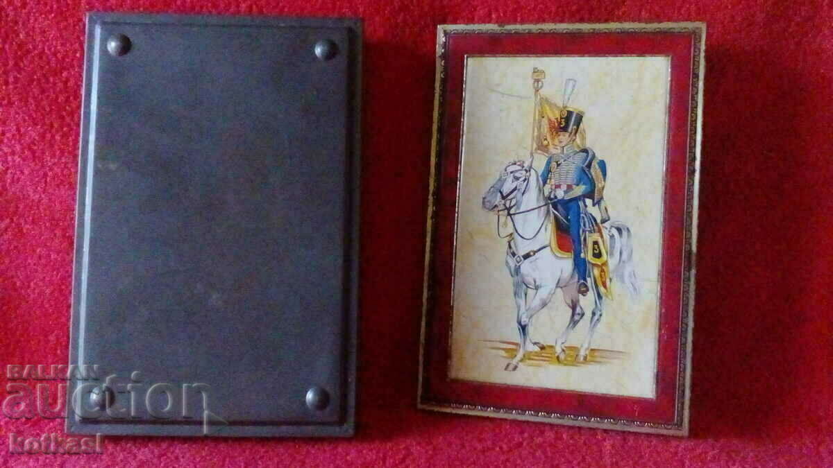 Veche frumoasă cutie de metal Călăreț Soldat Cavalerie - 6