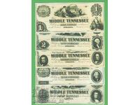 (¯`'•.¸(reproduction) USA (Tennessee)1854 UNC -5 pcs. banknotes´¯)