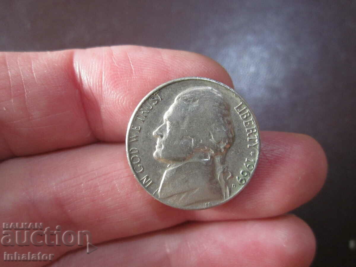 1969 USA 5 Cent Letter D