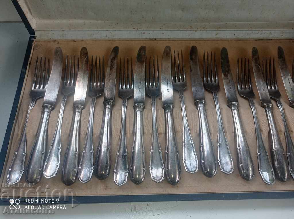 A. Krupp Berndorf set of forks and knives Silver 90 microns with price 250.00 BGN | € 127.82 A. Krupp Berndorf set of forks and knives Silver 90 microns with price 250.00 BGN | € 127.82