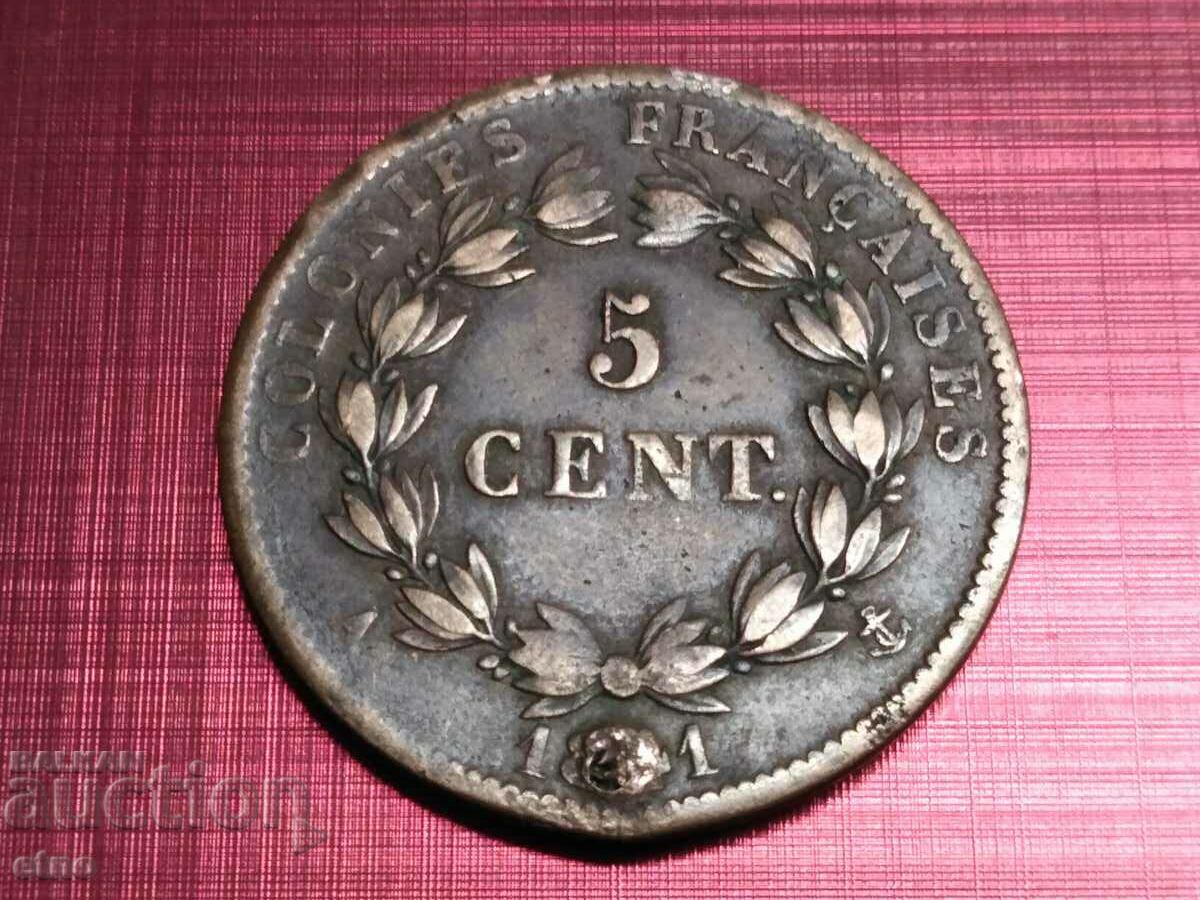 5 cents 1841, FRENCH COLONIES with price 25.00 BGN | € 12.78 5 cents 1841, FRENCH COLONIES with price 25.00 BGN | € 12.78