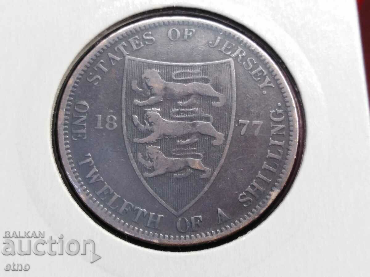ОСТРОВ ДЖЪРСИ 1877 г.монета, монети