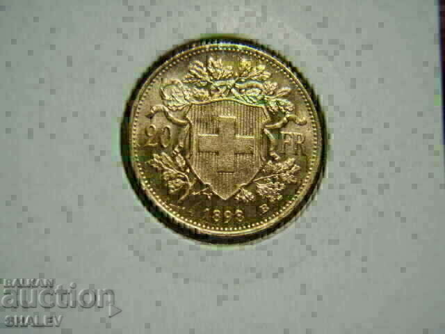 Licitație 20 Franci 1898 Elveția (20 franka Shveĭtsariya) AU+ (zlato)