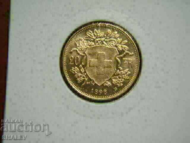20 Francs 1898 Switzerland (20 франка Швейцария)- AU (злато)