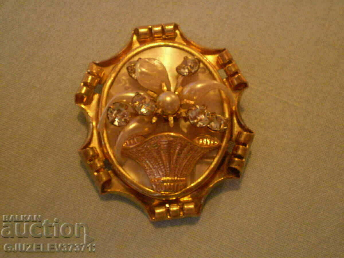 collector's double brooch, CRYSTAL - pearl collector's double brooch, CRYSTAL - pearl