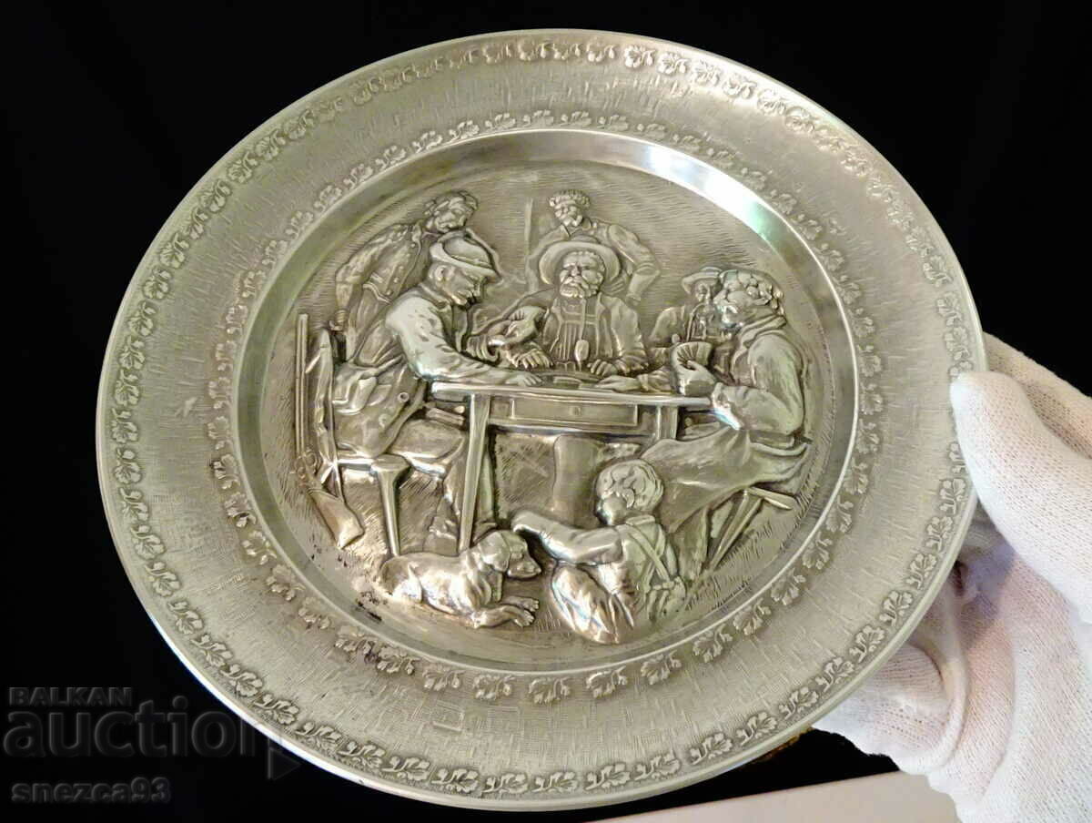 Wall plate, pewter panel with hunting, poker with price 36.00 BGN | € 18.41 Wall plate, pewter panel with hunting, poker with price 36.00 BGN | € 18.41
