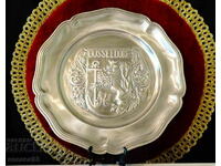 Wall plate, tin panel with Lion, anchor, coat of arms.