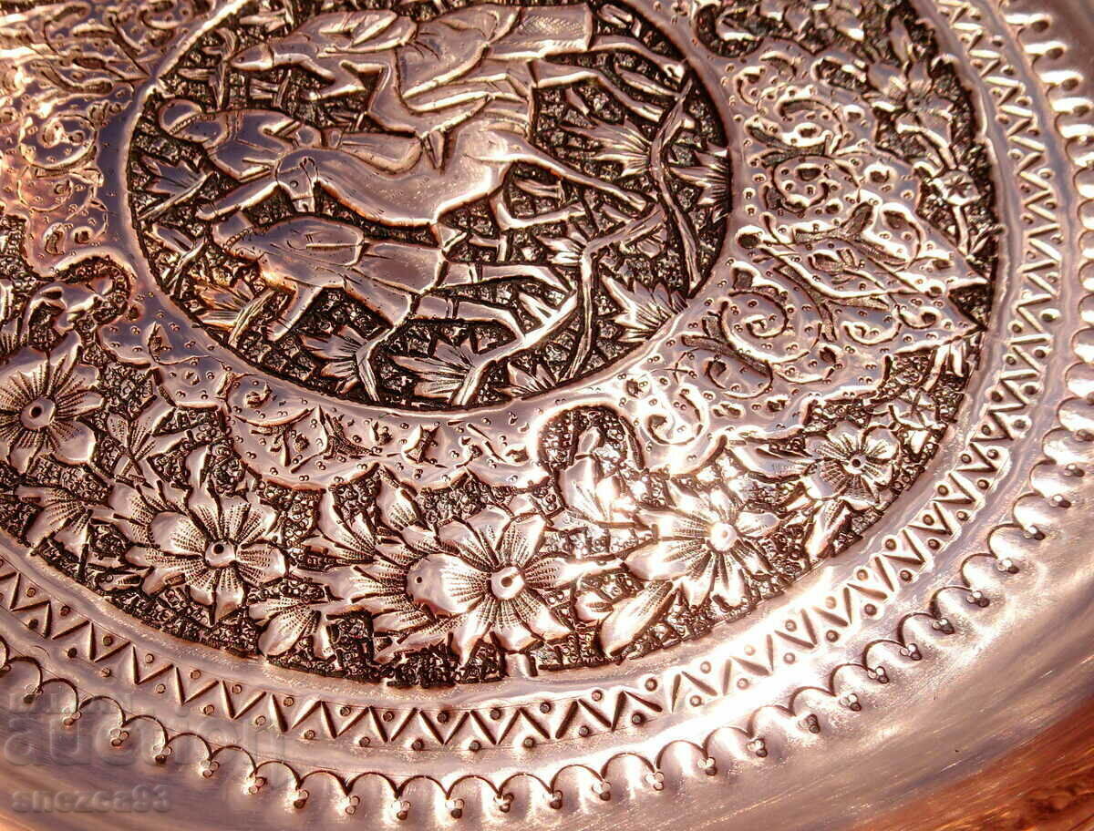 Copper tray, fruit bowl, panel Isfahan Kalamzani. - 5 Copper tray, fruit bowl, panel Isfahan Kalamzani. - 5