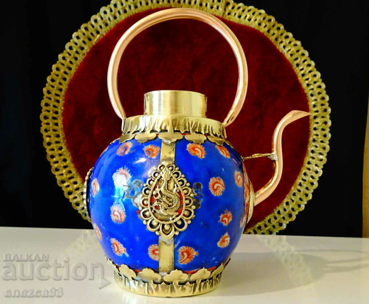 Tibetan teapot porcelain, copper and brass. with price 49.00 BGN | € 25.05
