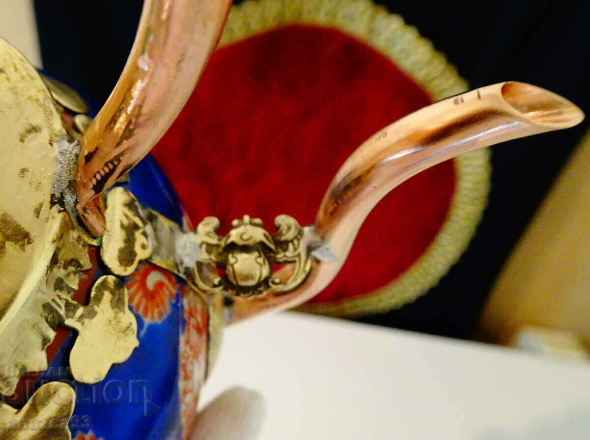 Tibetan teapot porcelain, copper and brass. - 6