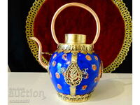 Tibetan teapot porcelain, copper and brass.