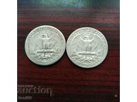 САЩ - лот 2х25 цента  1944 и 1954 - сребро(л)