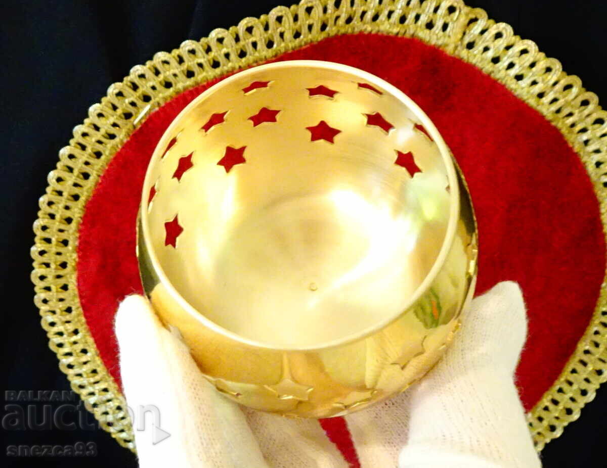 Auction German bronze candlestick with stars Auction German bronze candlestick with stars