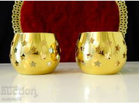 German brass candlestick 2 pieces with stars.