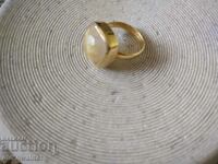 Silver ring with gold plating, Rutile quartz