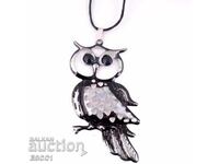 Vintage Black Eyed Owl Pendant Necklace