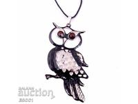 Vintage Brown Eyed Owl Pendant Necklace