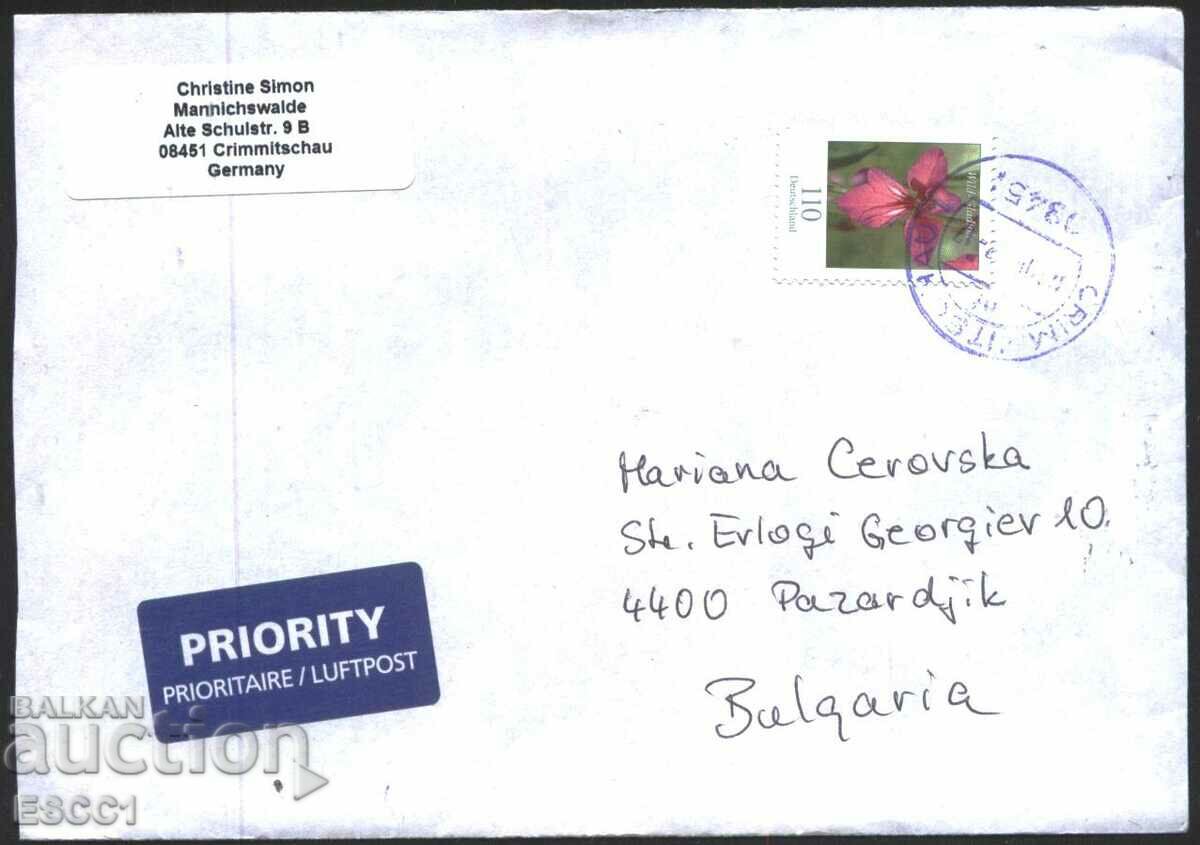 Traveled envelope branded Flora Flower Wild Gladiola from Germany