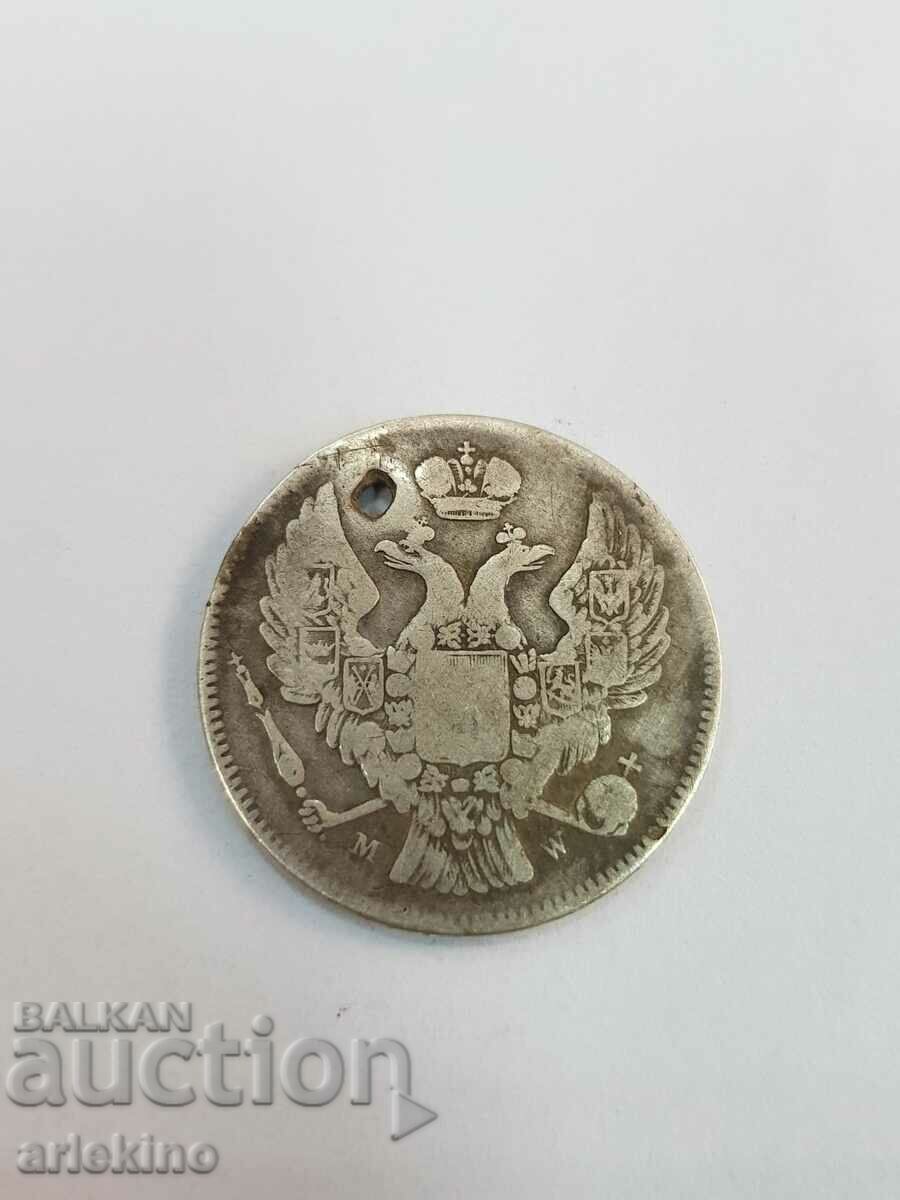 Licitație Monedă de argint imperială rusă rară pentru Polonia 1835 Varșovia Licitație Monedă de argint imperială rusă rară pentru Polonia 1835 Varșovia