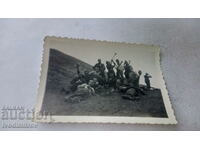 Photo Soldiers with a trumpet on the meadow