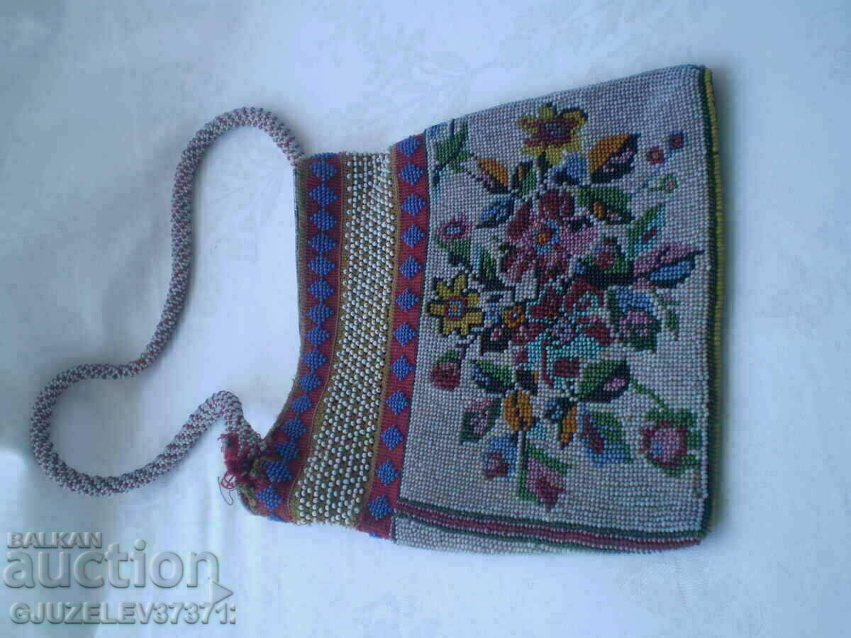 Antique hand embroidered glass bead handbag - 7 Antique hand embroidered glass bead handbag - 7