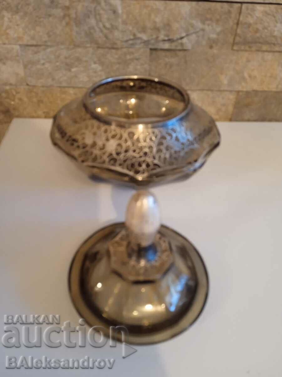 Delivery of A large unique sugar bowl with silver fittings Delivery of A large unique sugar bowl with silver fittings
