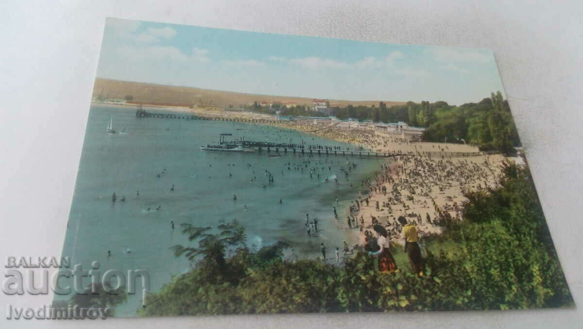 Пощенска картичка Варна Общ изглед на Морските бани 1960