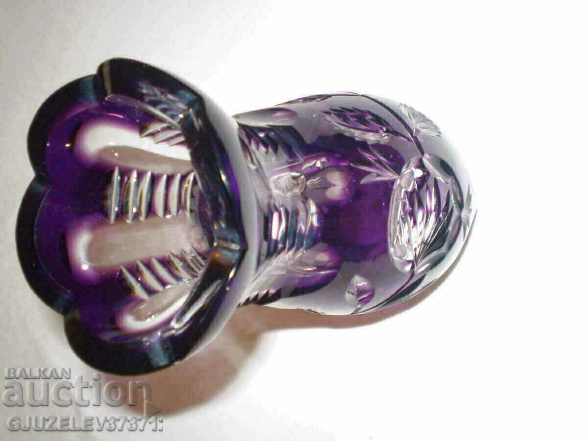Crystal vase purple cut crystal with price 250.00 BGN | € 127.82