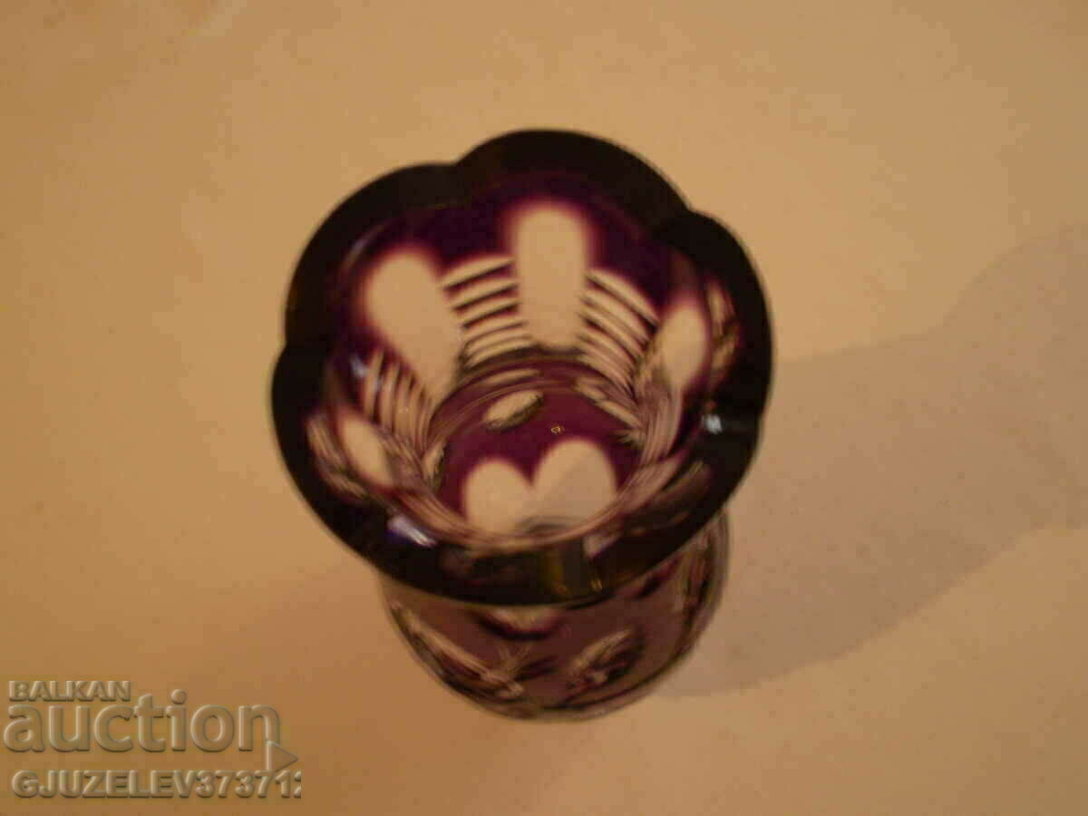 Crystal vase purple cut crystal - 5