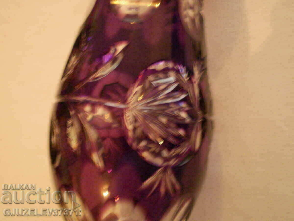 Crystal vase purple cut crystal - 6