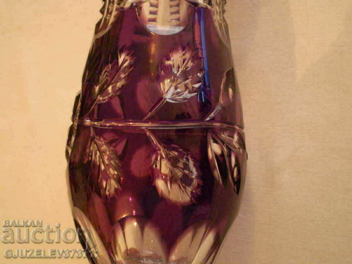 Crystal vase purple cut crystal - 7