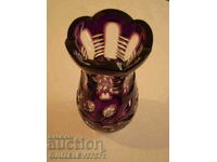 Crystal vase purple cut crystal