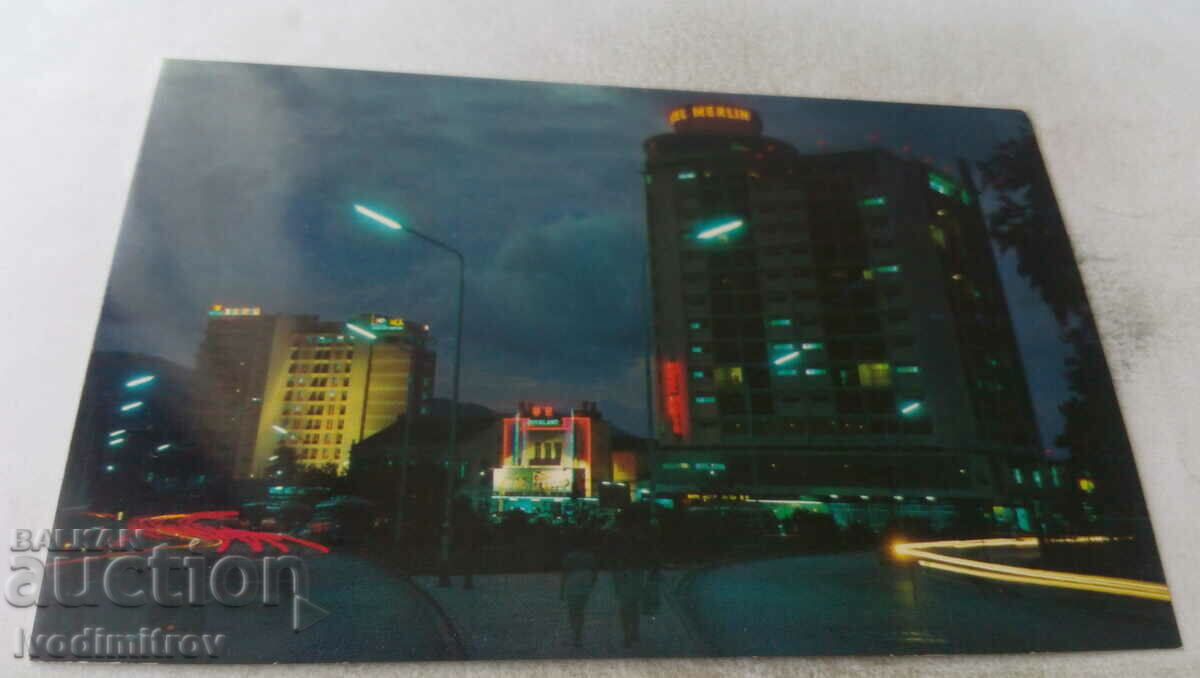 Postcard A Night Scene of Penang with Hotel Merlin