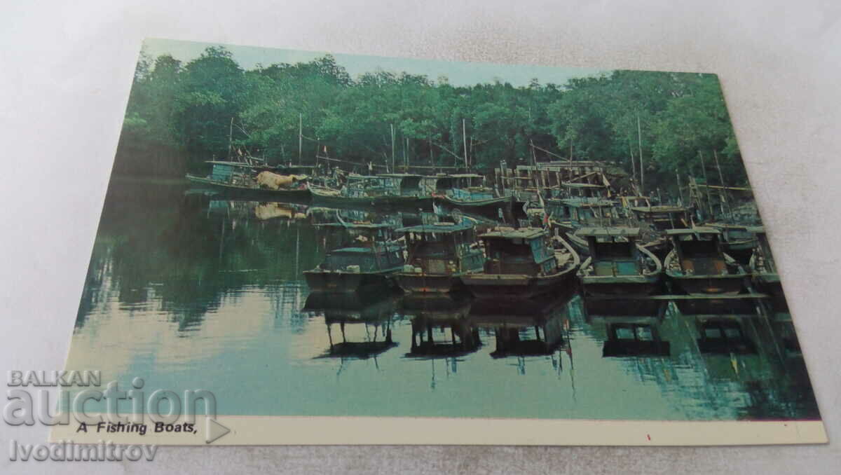 Carte poștală cu bărci de pescuit din Kuala Trengganu