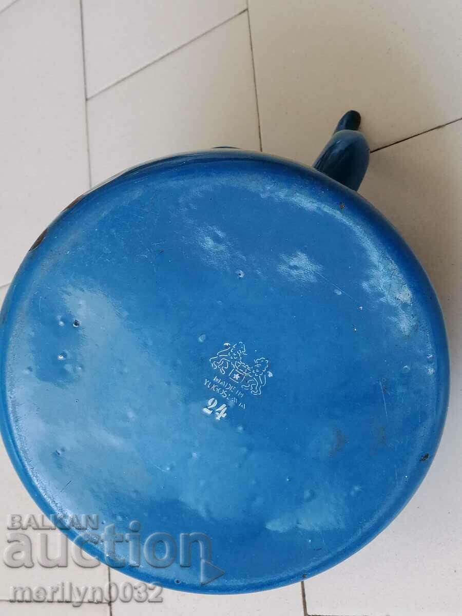 Soca enamel teapot, Yugoslavia 1940s enamel pot - 6